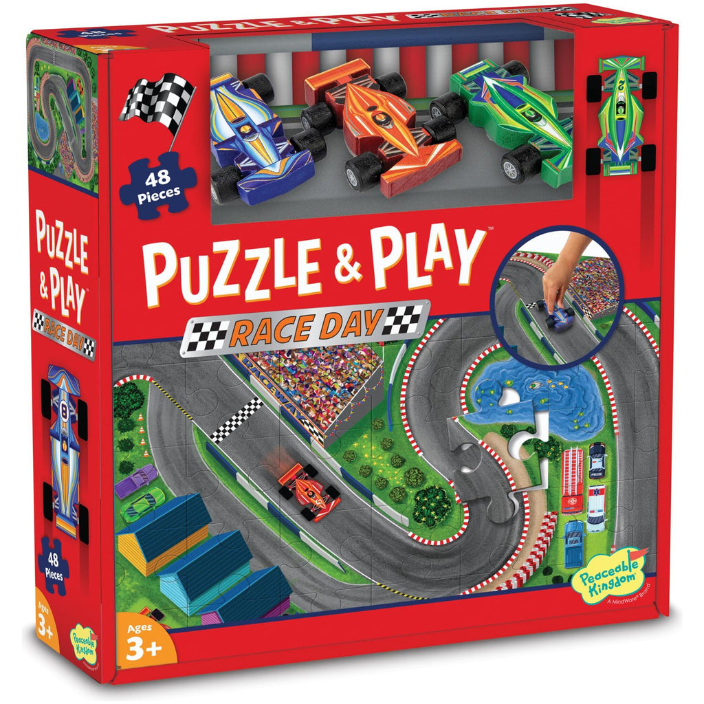 Peaceable Kingdom Puzzle and Play: Race Day