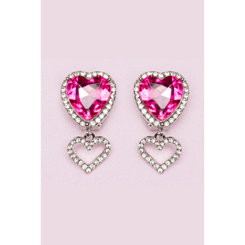 Great Pretenders Boutique Heart Jewel Clip On Earrings