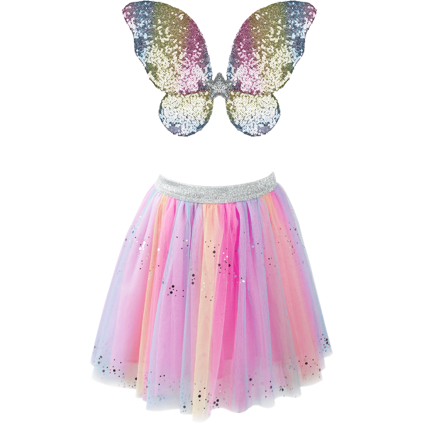 Great Pretenders Rainbow Sequins Skirt with Wand & Wings Size 4/6 42925 canada ontario