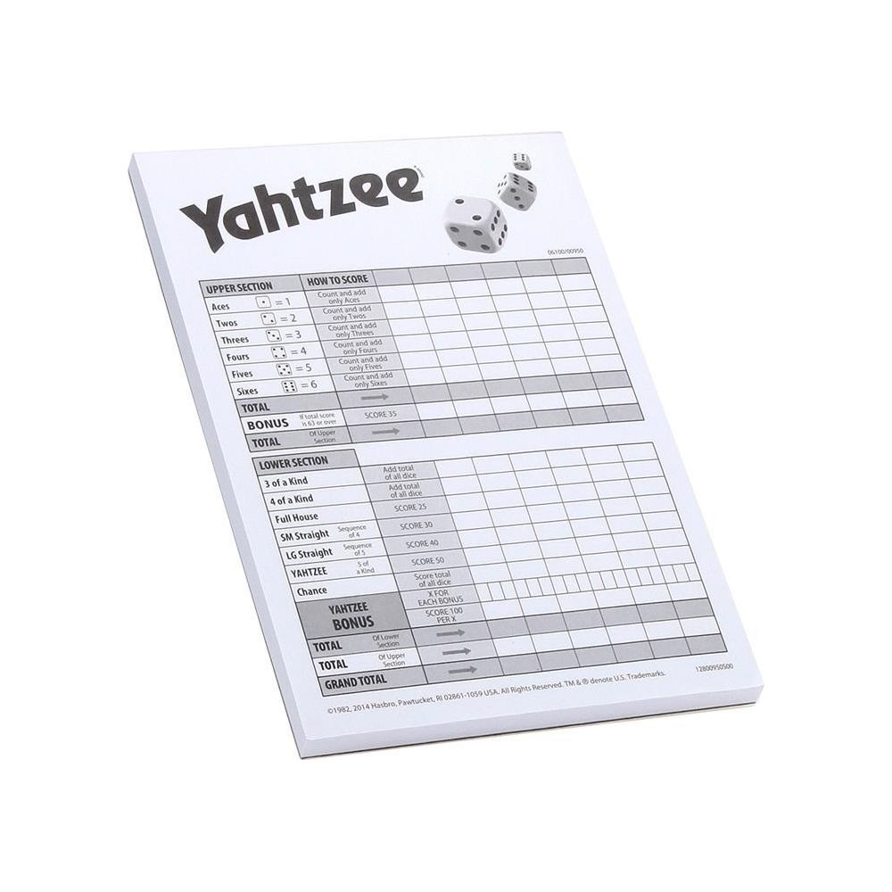 Yahtzee Score Pads hasbro 