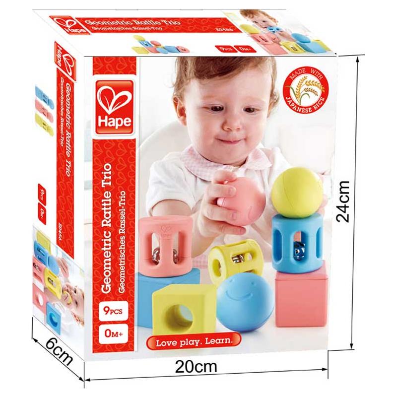 Hape Geometric Rattle Trio E0456 canada ontario pastel baby toys