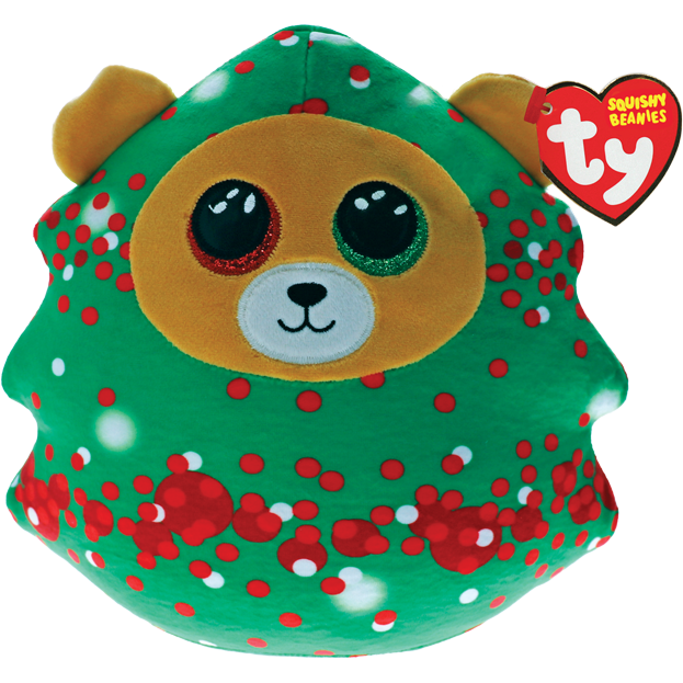 Ty Squishy Beanie Everett Christmas Tree Bear 10" Plush