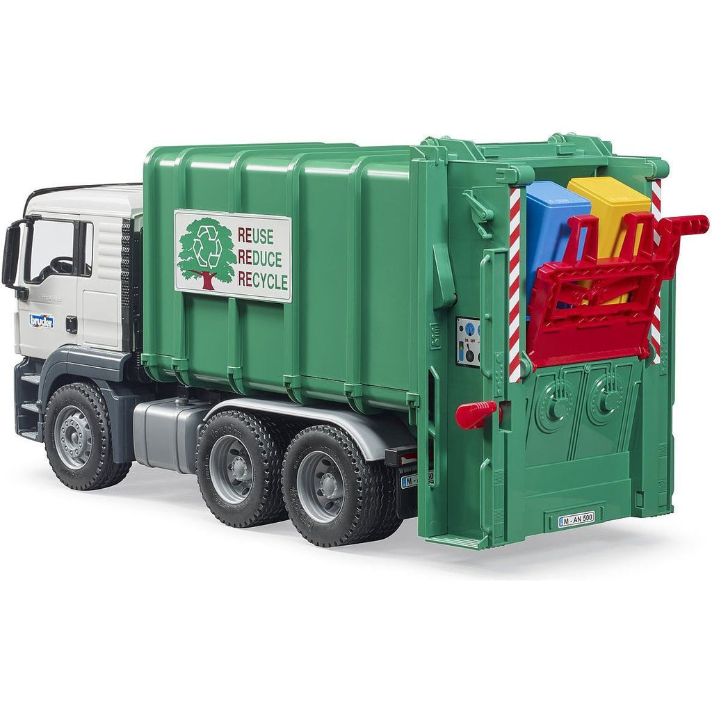 Bruder MAN TGS Rear Loading Garbage Truck Green 03763 canada ontario grey
