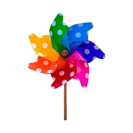 Giobas 21cm Rainbow Polka Dot Flower Pinwheel