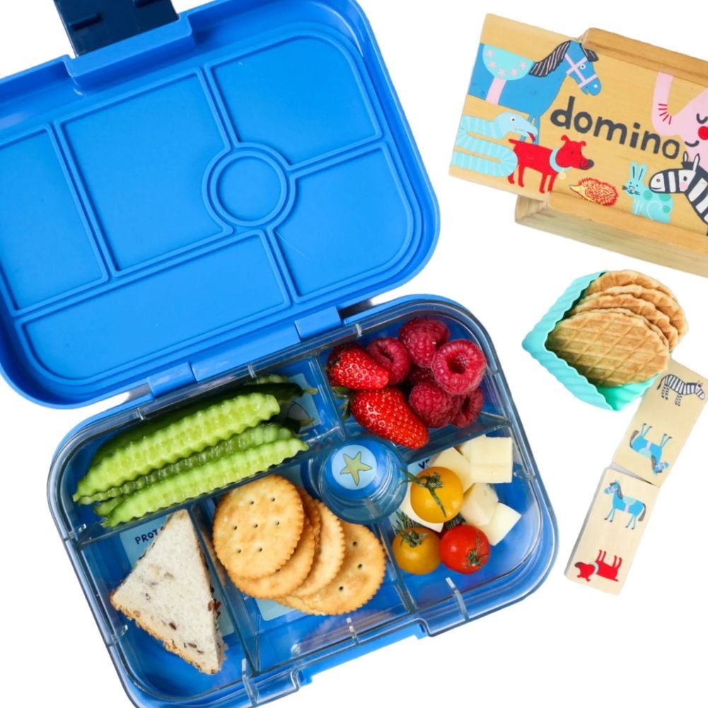 Yumbox Original 6 Compartment Surf Blue with Race Cars Tray