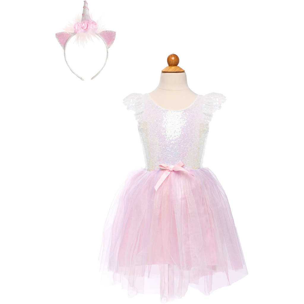 Great Pretenders Dreamy Unicorn Dress and Headband Iridescent Pink Size 5/6