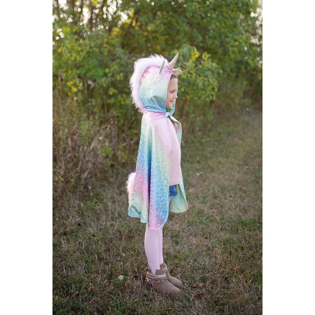 Great Pretenders Rainbow Reversible Unicorn Dragon Cape Size 3/4