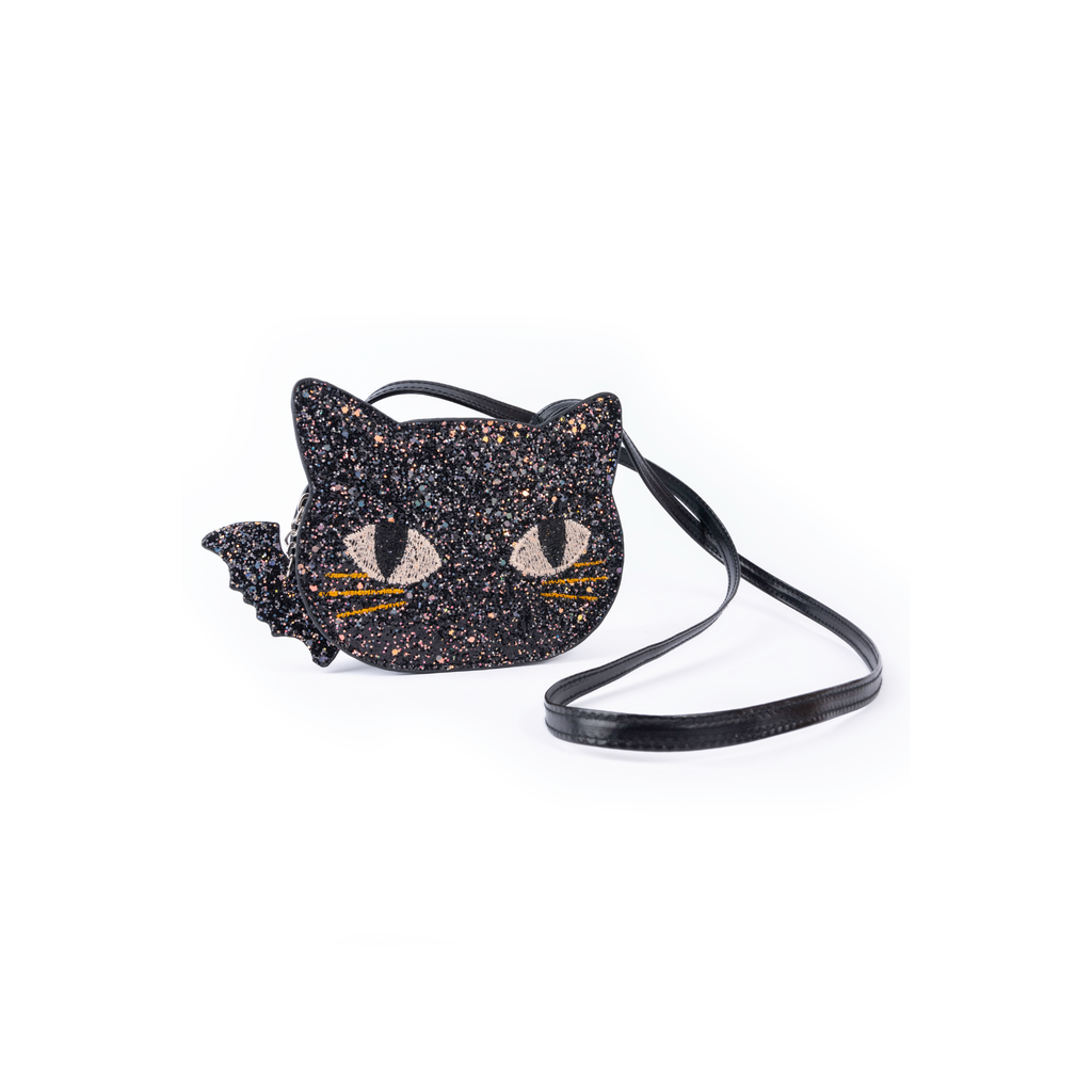 Great Pretenders Cat's Meow Black Chunky Glitter Purse