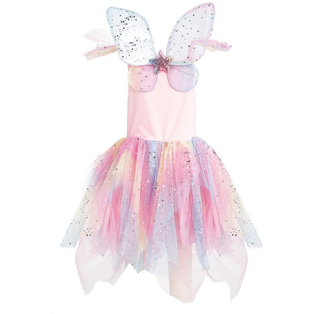 Great Pretenders Rainbow Fairy Dress with Wings Size 7/8