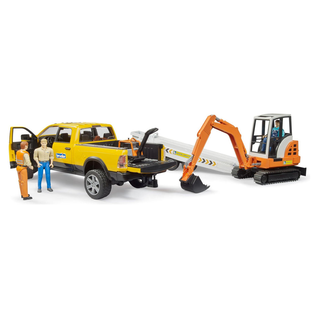 Bruder Ram Rental Service with Trailer and Mini Excavator