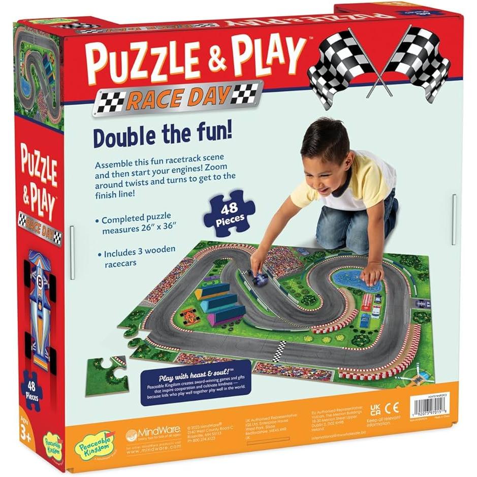 Peaceable Kingdom Puzzle and Play: Race Day