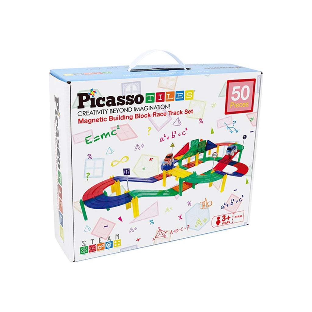 PicassoTiles 50 Piece Race Car Track