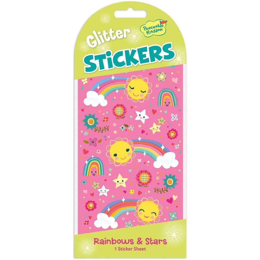 Peaceable Kingdom Stickers Glitter Rainbow & Stars