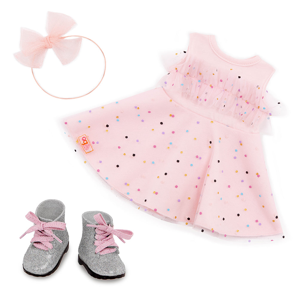 Our Generation 18" Doll Outfit Pink & Colourful Girly Dress