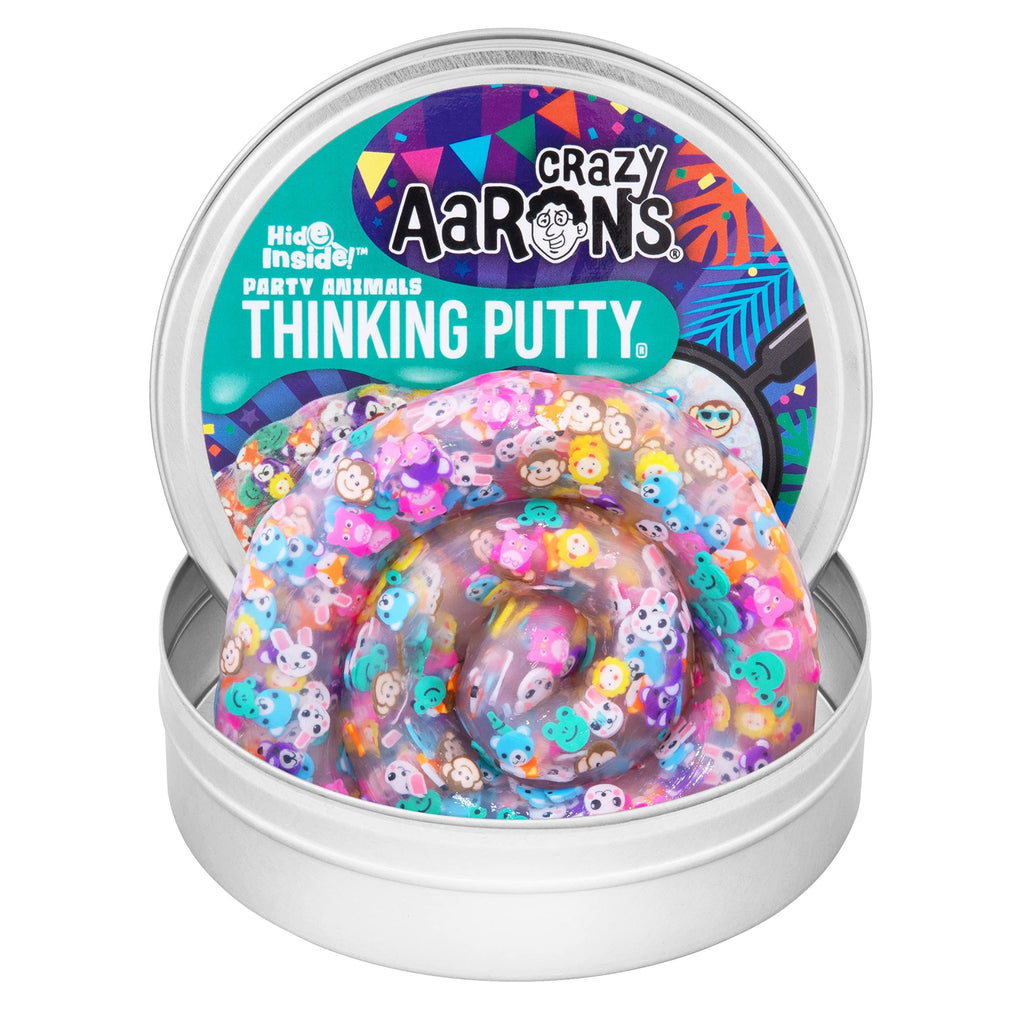 Crazy Aaron's Thinking Putty 4" Tin Hide Inside! Party Animals