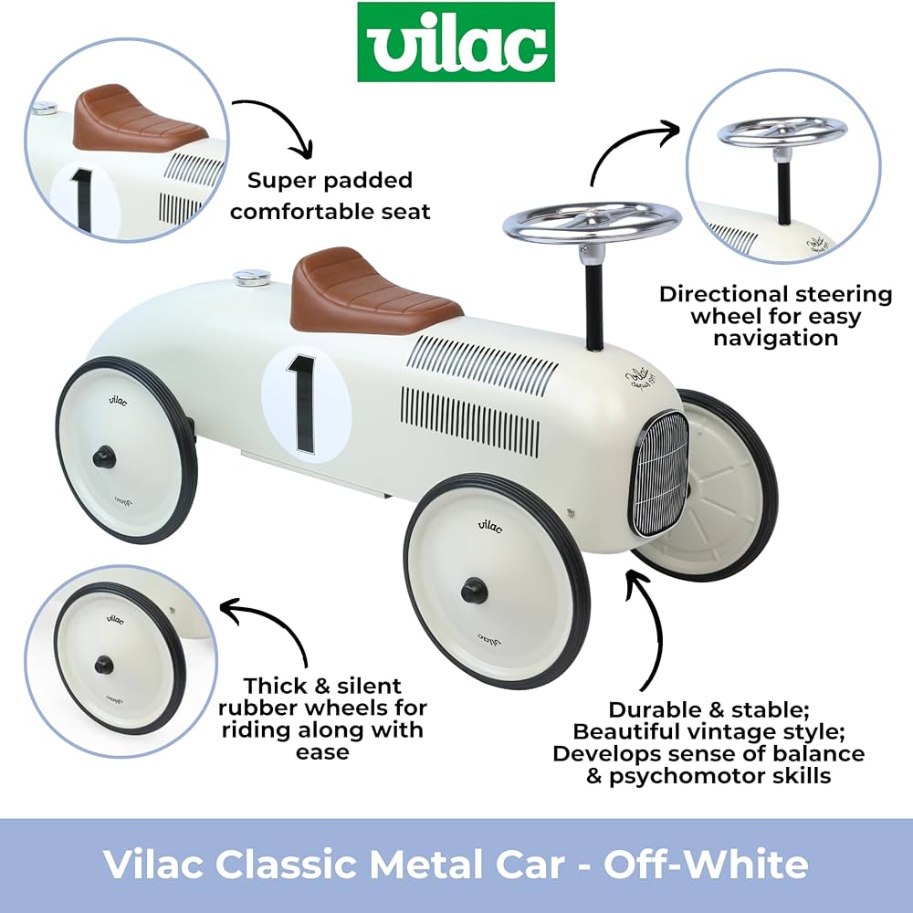 Vilac Vintage Ride-On Car White