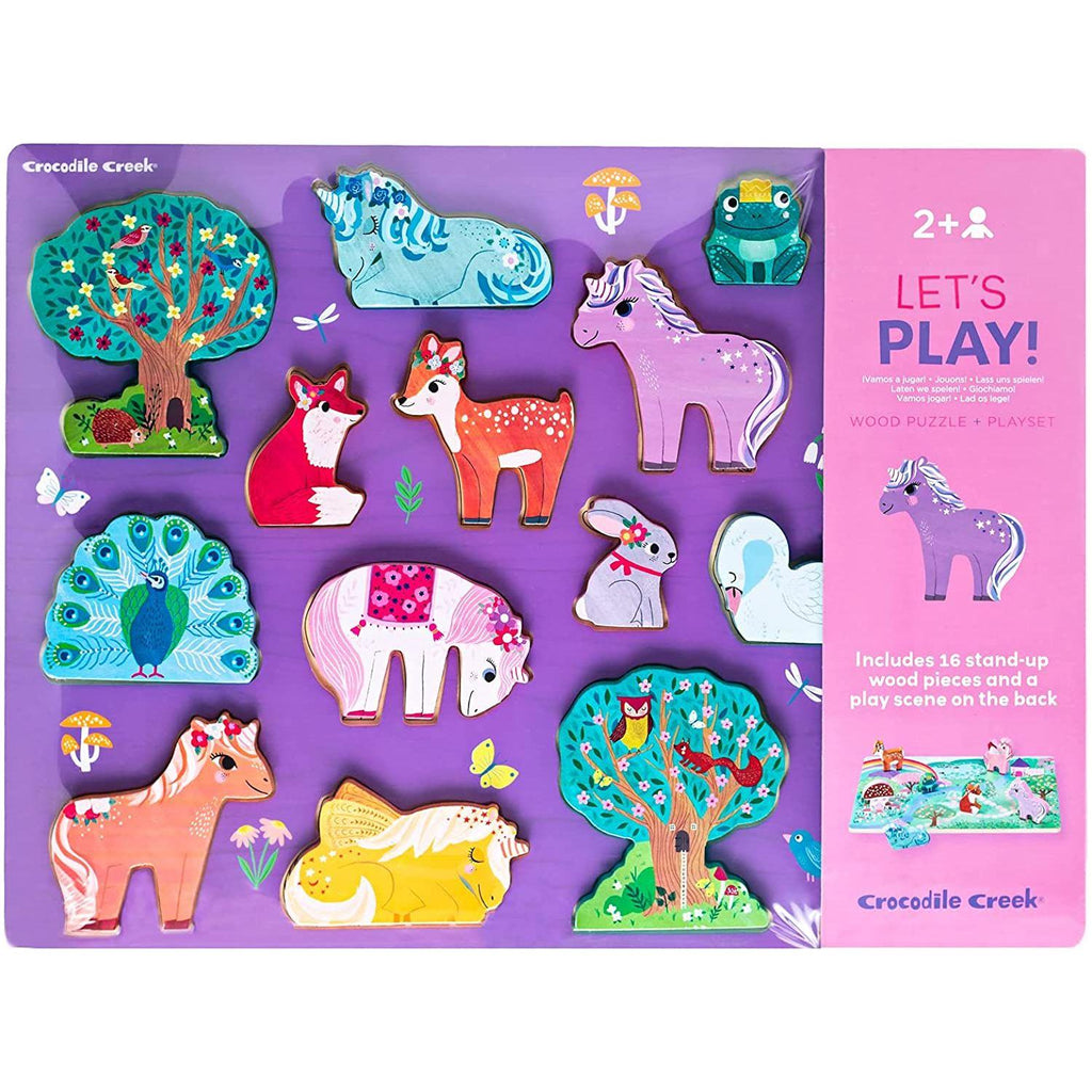 Crocodile Creek 16 Piece Wood Puzzle Unicorn Garden