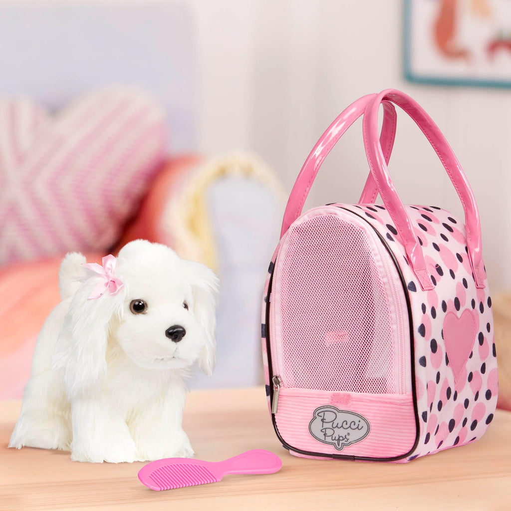 Pucci Pups Pink Polka Dot Bag & Maltese Pup