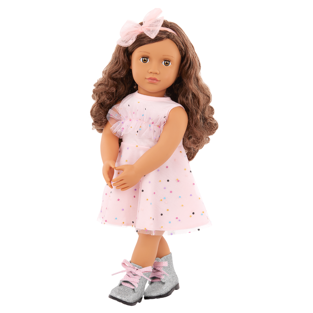 Our Generation 18" Doll Outfit Pink & Colourful Girly Dress