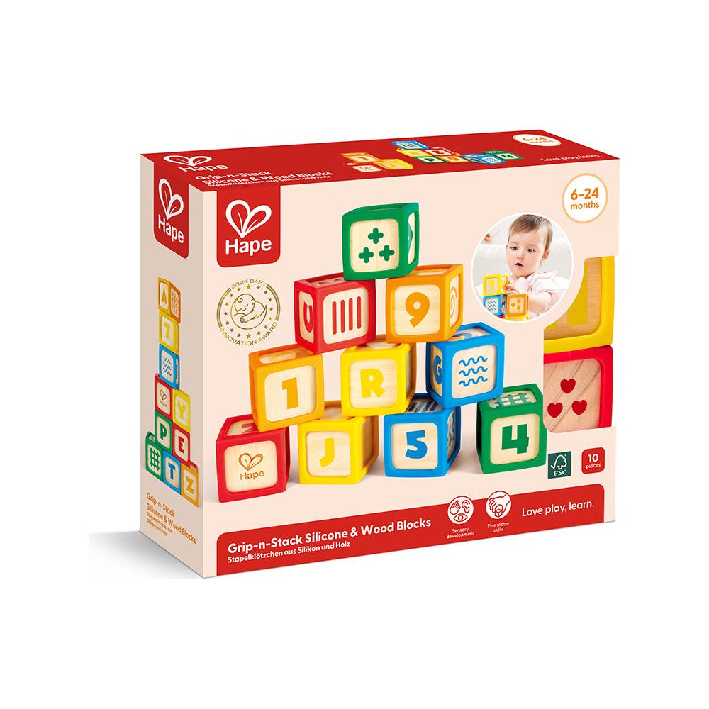 Hape Grip-n-Stack Silicone & Wood Blocks