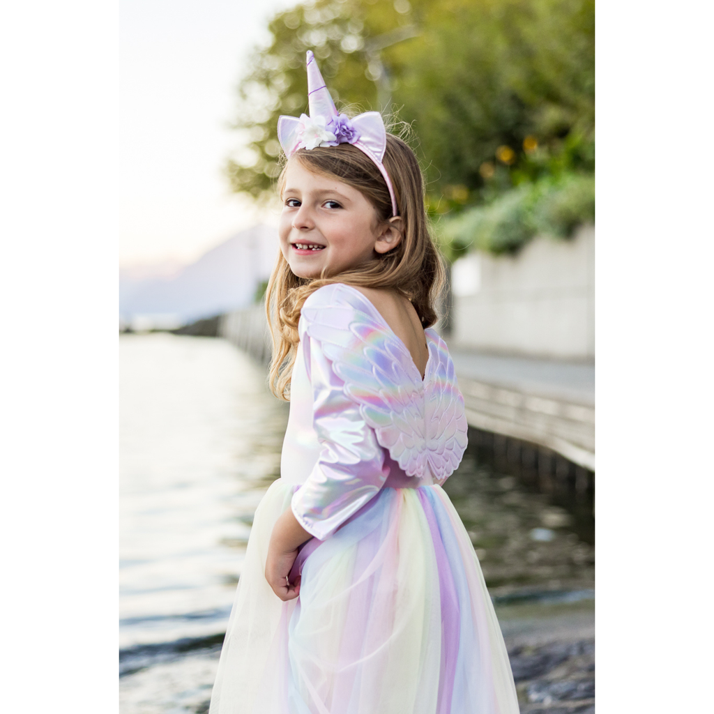 Great Pretenders Alicorn Dress with Wings & Headband Size 5/6