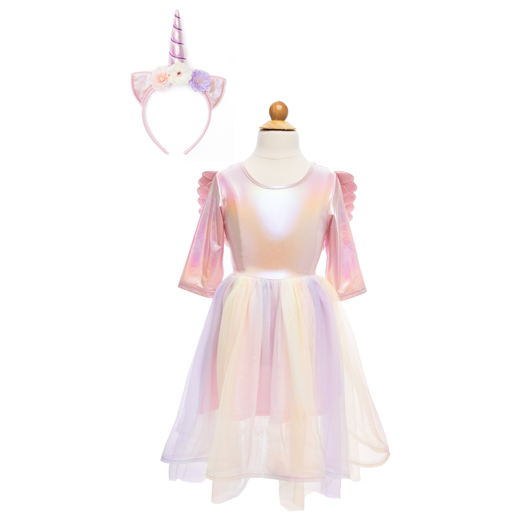 Great Pretenders Alicorn Dress with Wings & Headband Size 5/6