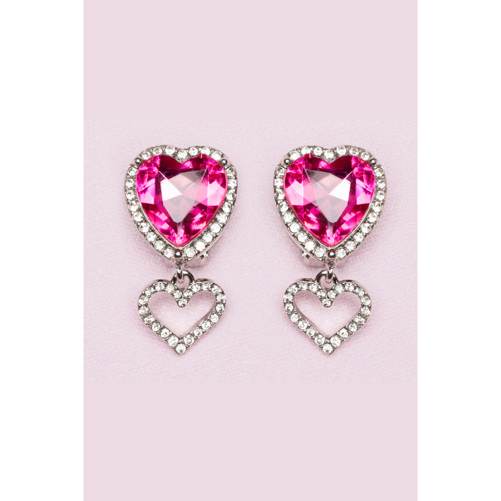 Great Pretenders Boutique Heart Jewel Clip On Earrings