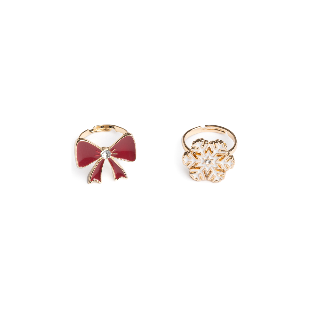 Great Pretenders Holiday Bow & Snowflake Ring Set