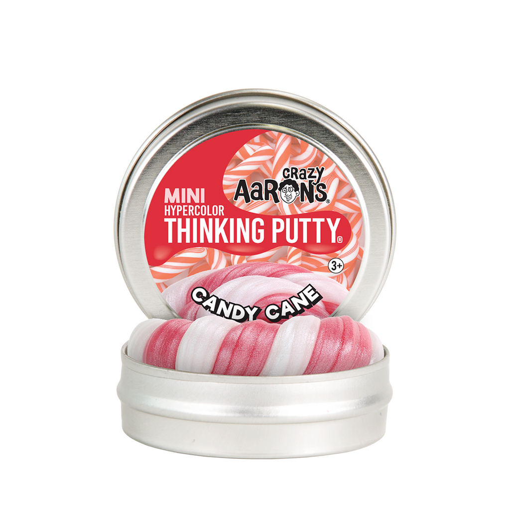 Crazy Aaron's Thinking Putty in a candy cane design with a white background