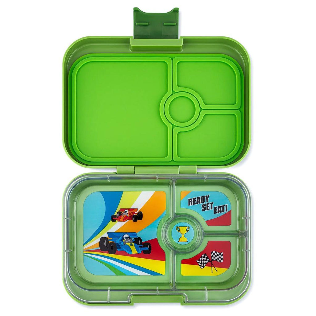 Yumbox Panino 4 Compartment Matcha Green with Race Cars Tray