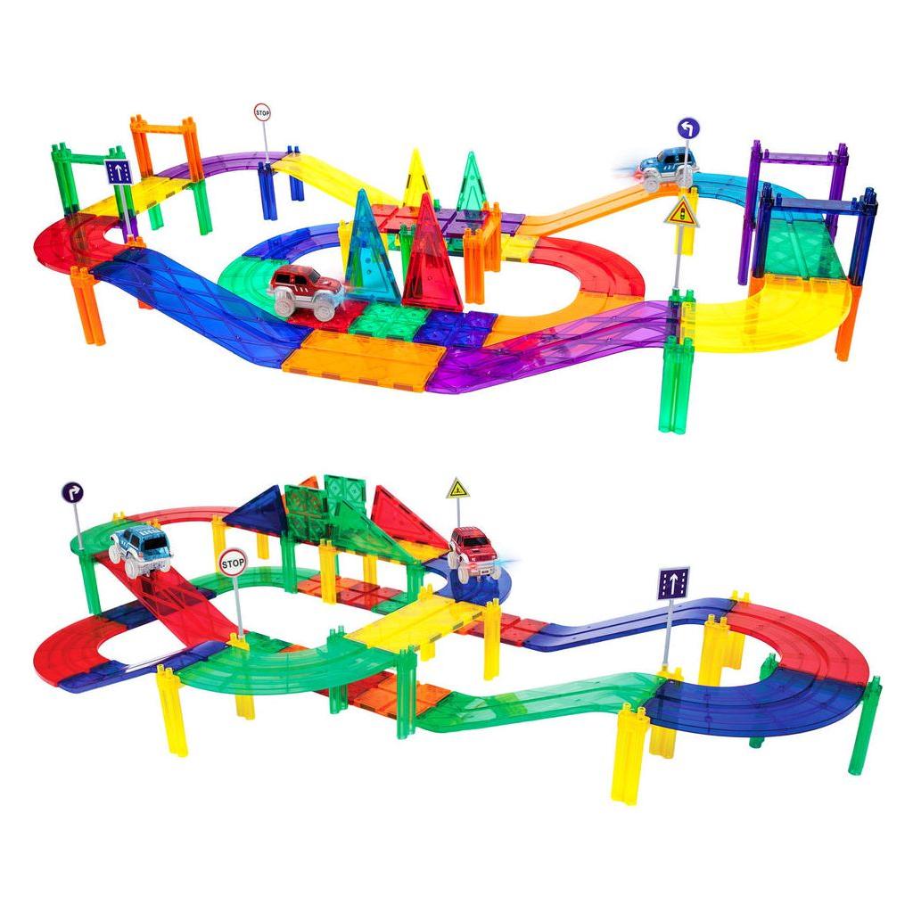 PicassoTiles 50 Piece Race Car Track