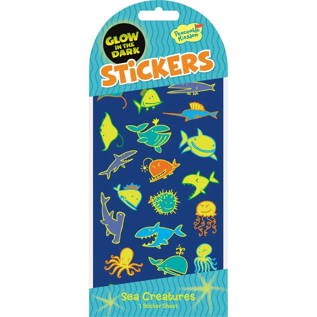 Peaceable Kingdom Stickers Glow in the Dark Sea Creatures