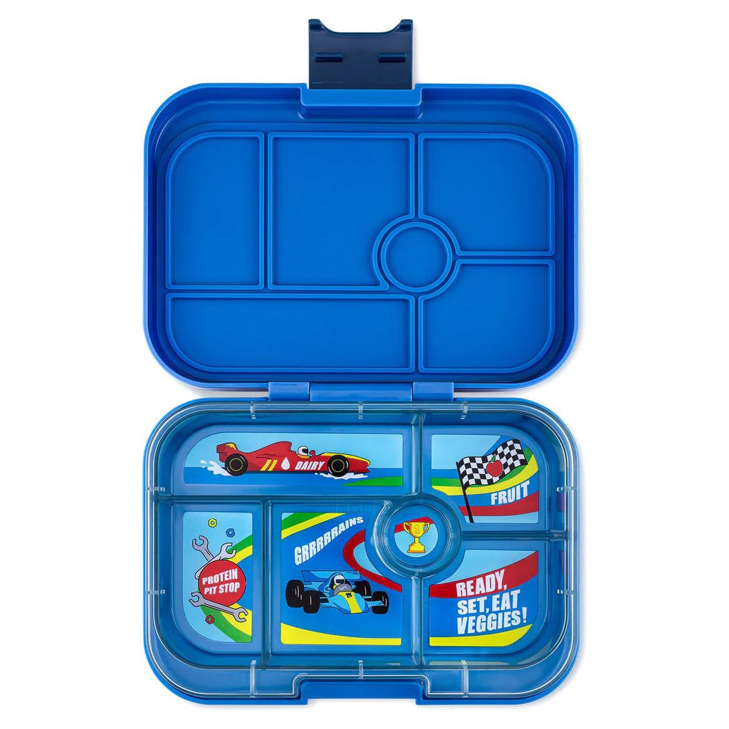 Yumbox Original 6 Compartment Surf Blue with Race Cars Tray
