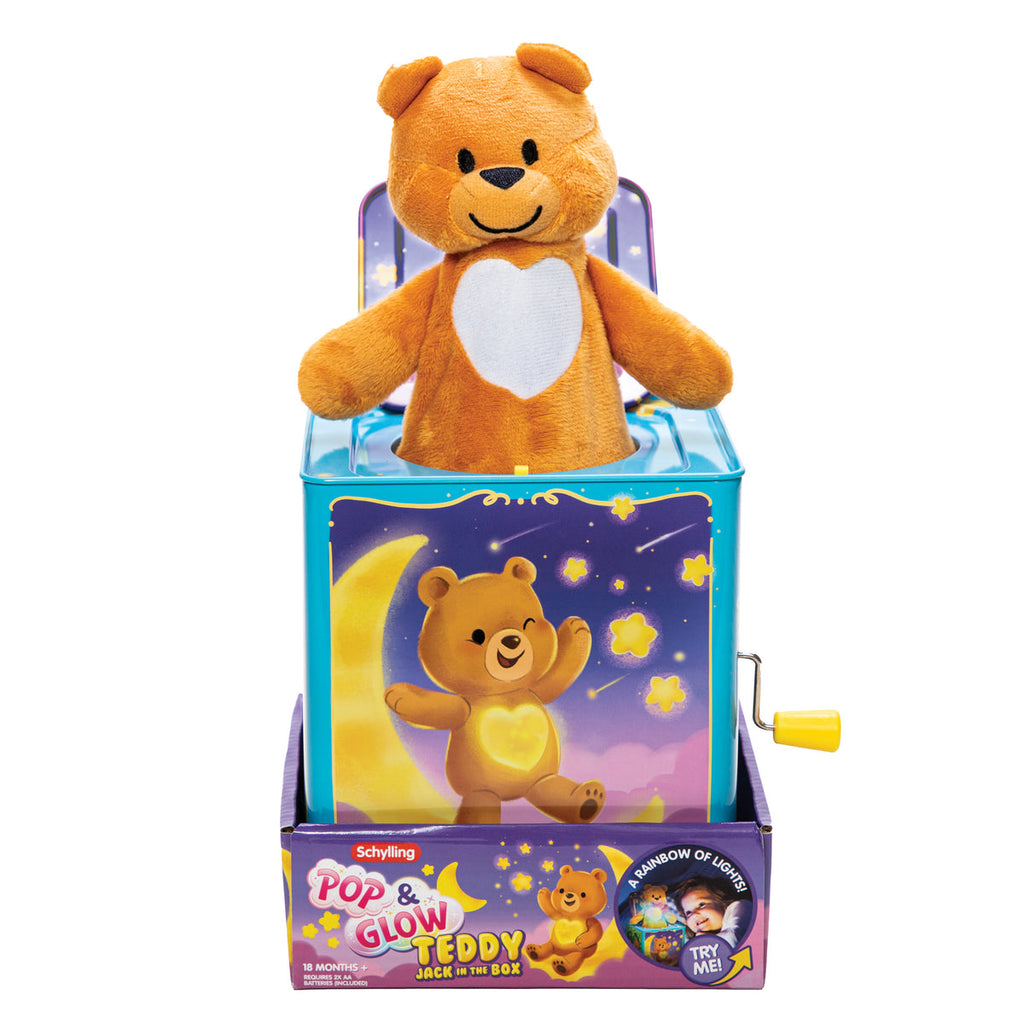 Schylling Teddy Bear Pop Up & Glow Jack in the Box