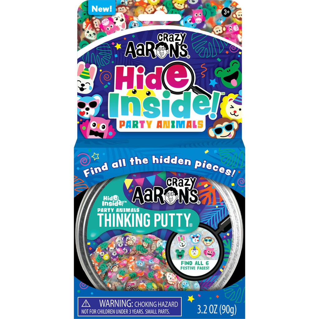 Crazy Aaron's Thinking Putty 4" Tin Hide Inside! Party Animals