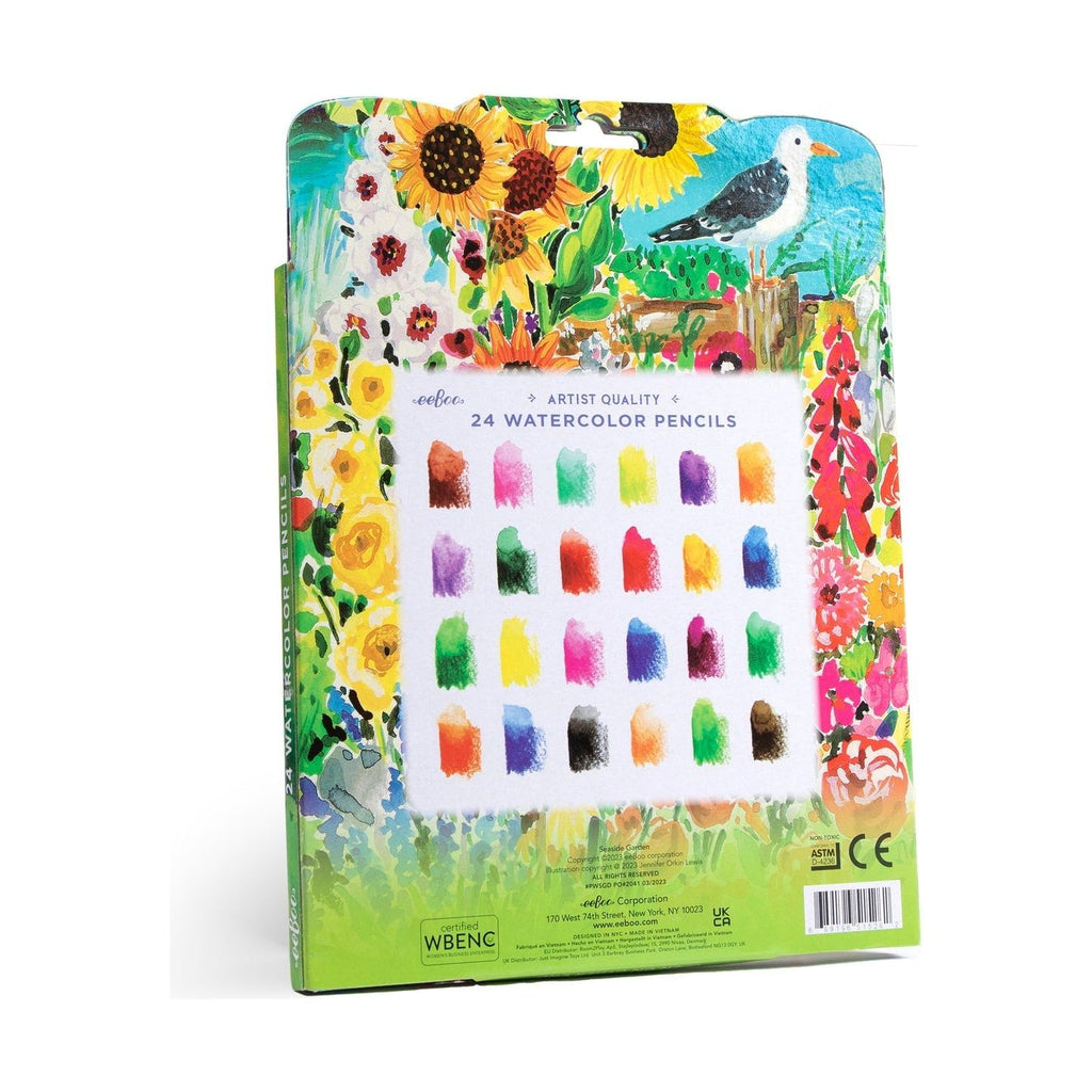 eeBoo 24 Watercolour Pencils Seaside Garden