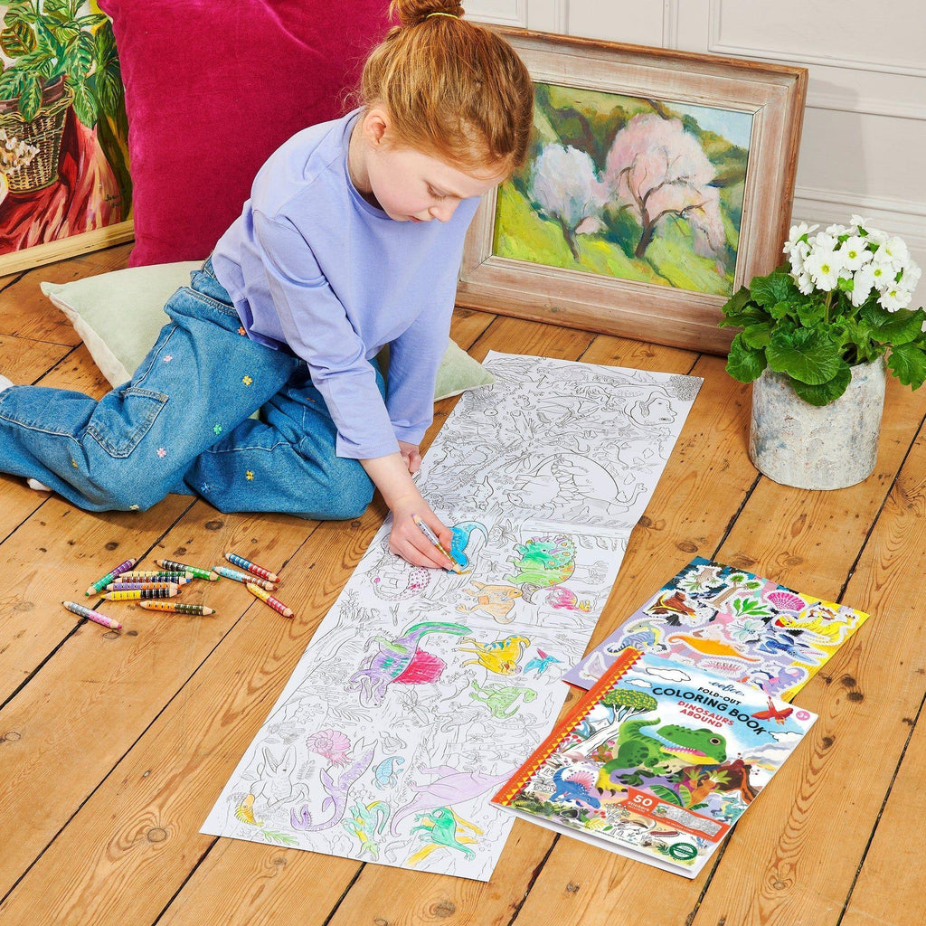 eeBoo Dinosaurs Abound Fold Out Colouring Book
