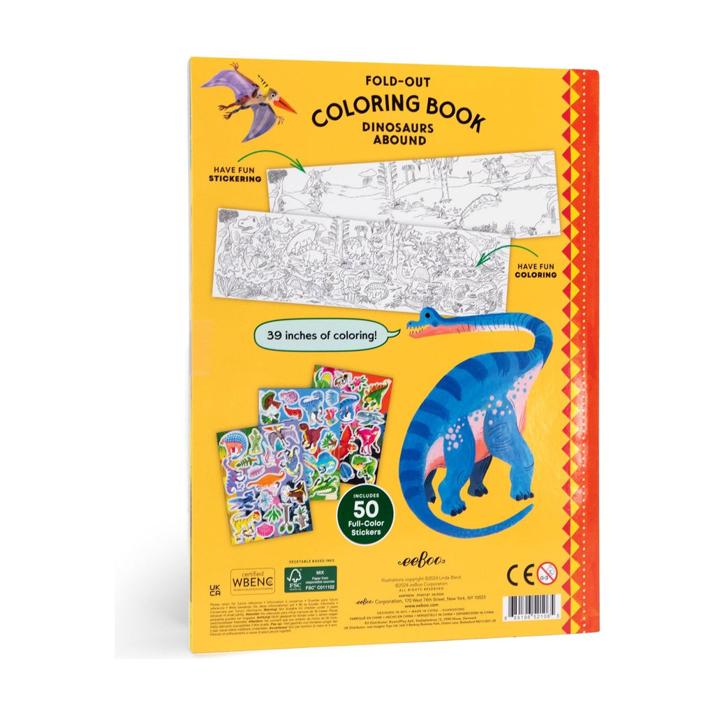 eeBoo Dinosaurs Abound Fold Out Colouring Book