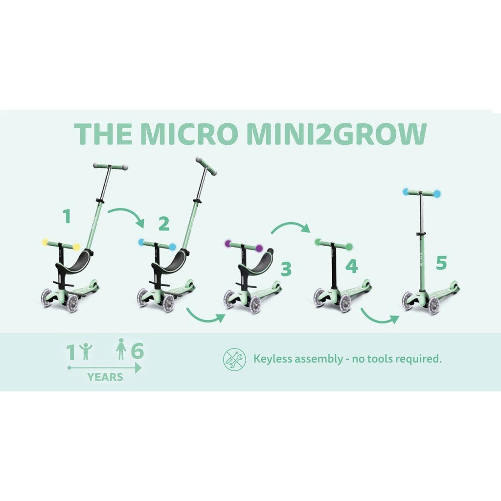 MICRO Mini2Grow Deluxe Magic LED Sky Blue Scooter