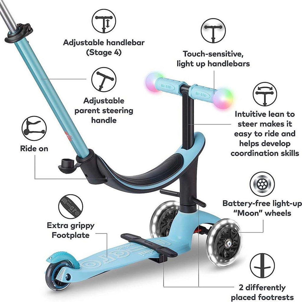 MICRO Mini2Grow Deluxe Magic LED Sky Blue Scooter