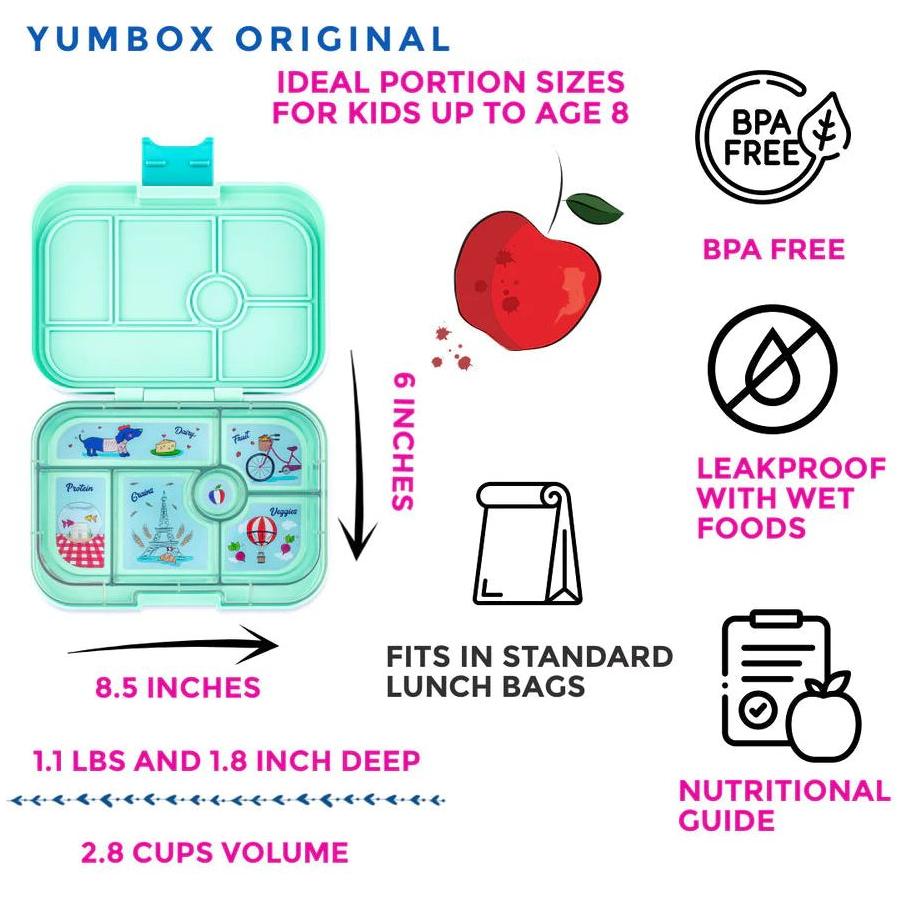 Yumbox Original 6 Compartment Serene Aqua with Paris Tray