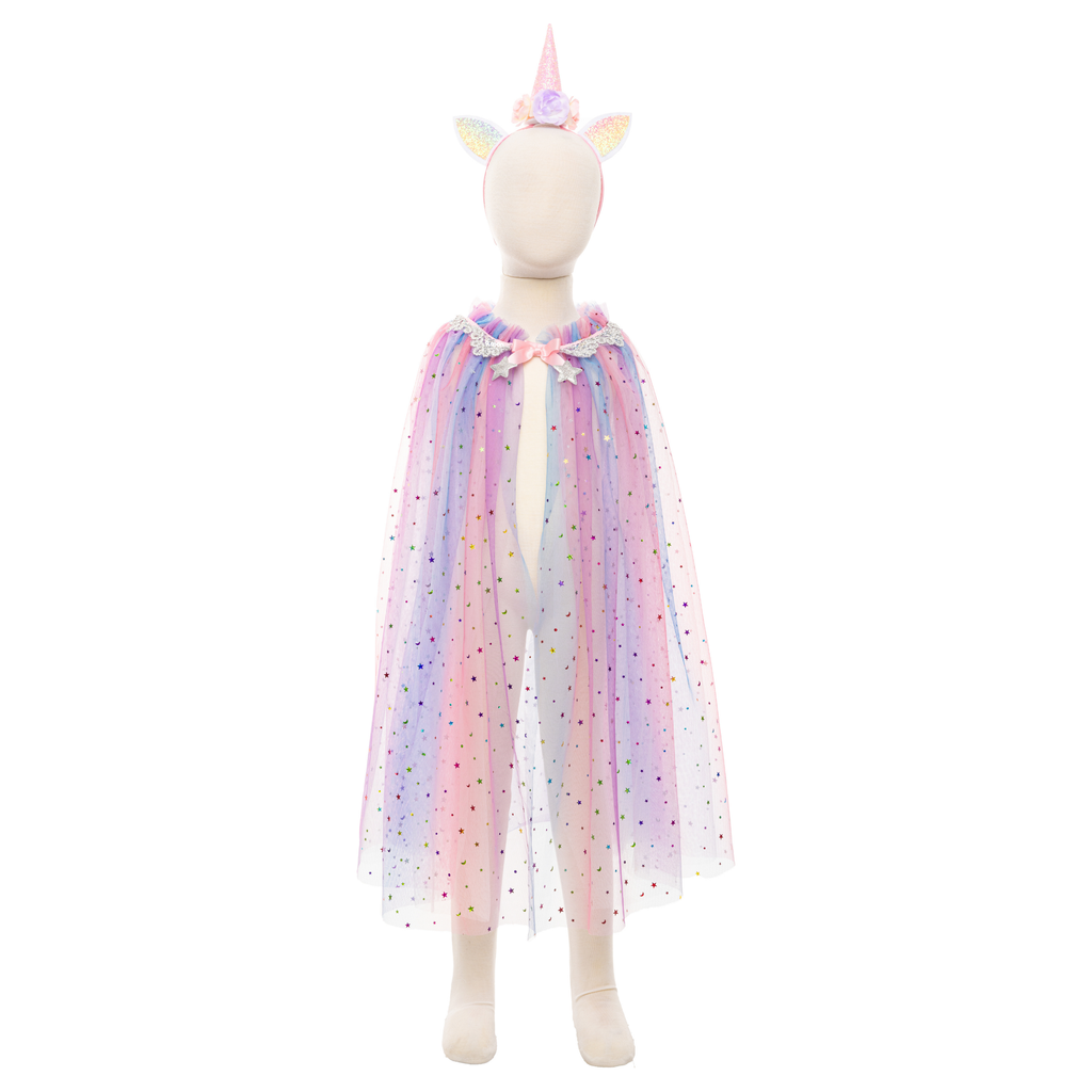 Great Pretenders Rainbow Unicorn Cape with Headband Size 4-6 51425