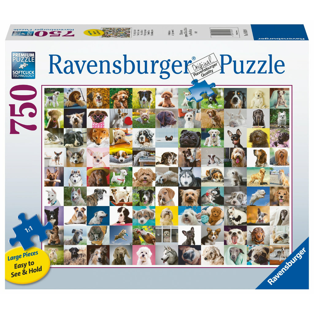 Ravensburger 750 Piece Large Format Puzzle 99 Lovable Dogs 16939
