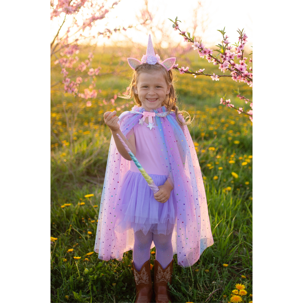 Great Pretenders Rainbow Unicorn Cape with Headband Size 4-6 51425