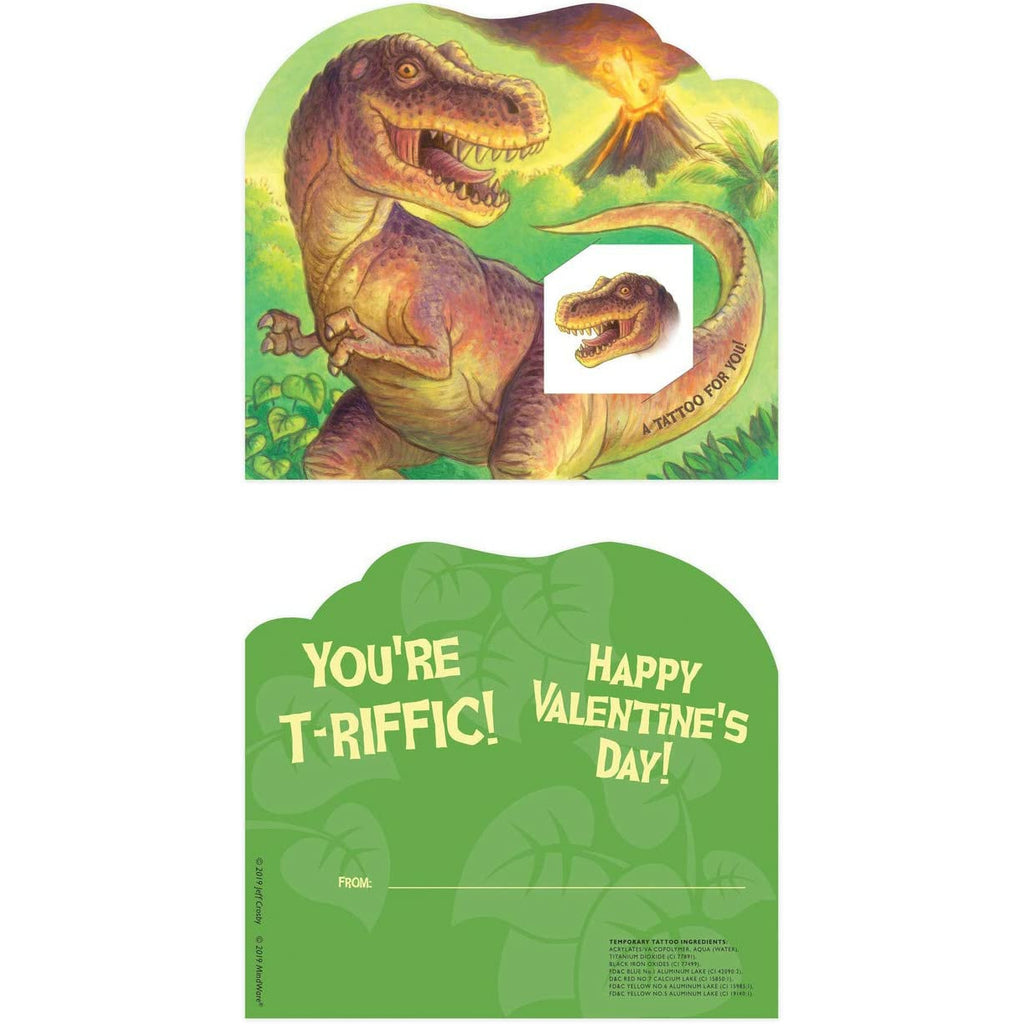 Peaceable Kingdom Dinosaur Tattoo Super Fun Pack Valentines Cards