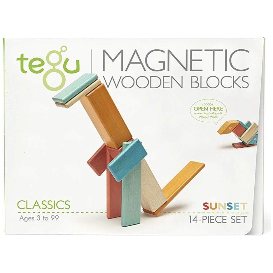 Tegu Magnetic Block 14 Piece Set - Sunset canada ontario wooden toddler sustainable toy
