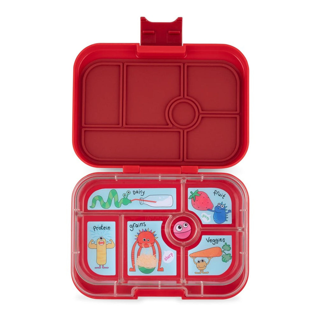 Yumbox Original 6 Compartment Wow Red with Funny Monsters Tray