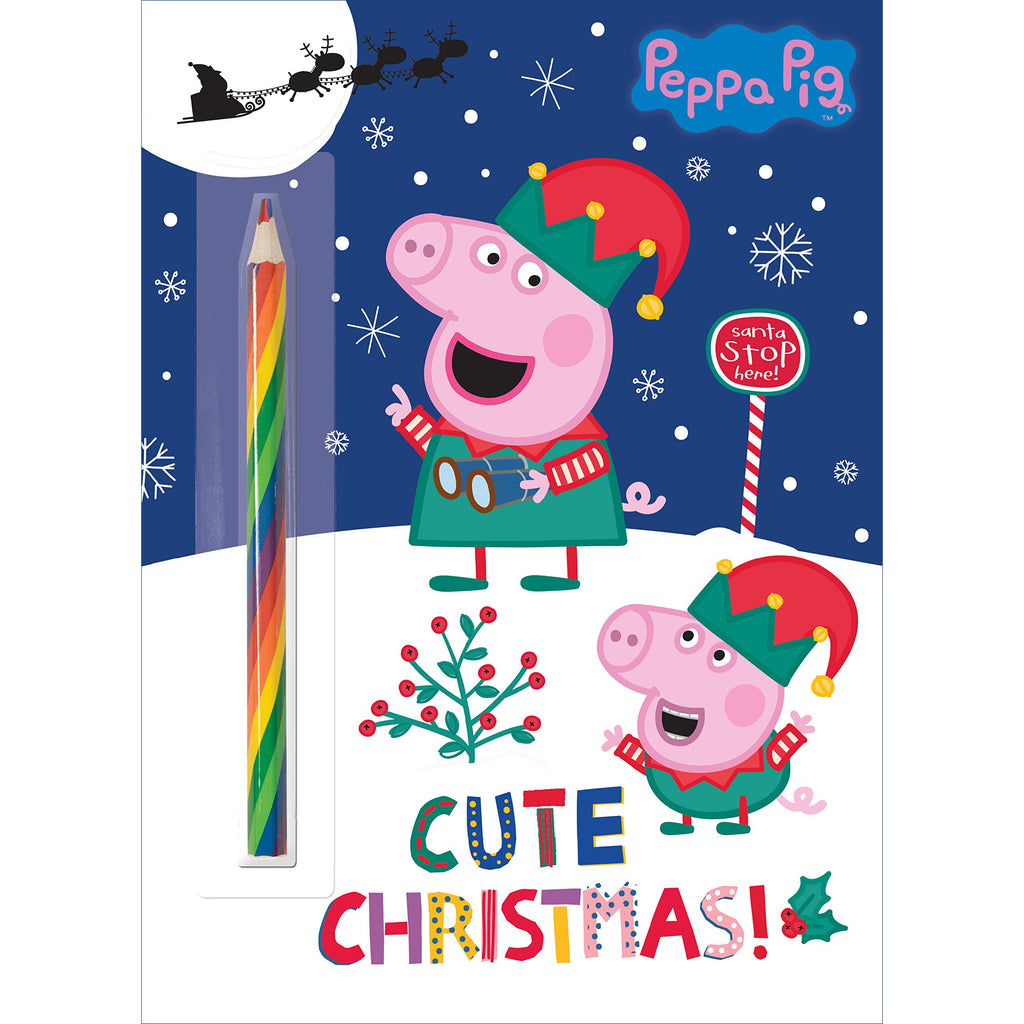 Cute Christmas Peppa Pig Colouring and Activity Book with Rainbow Pencil