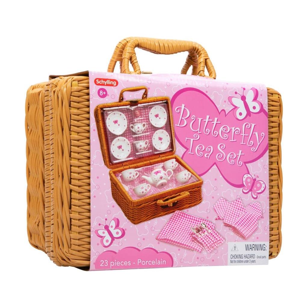 schylling butterfly tea set in a basket