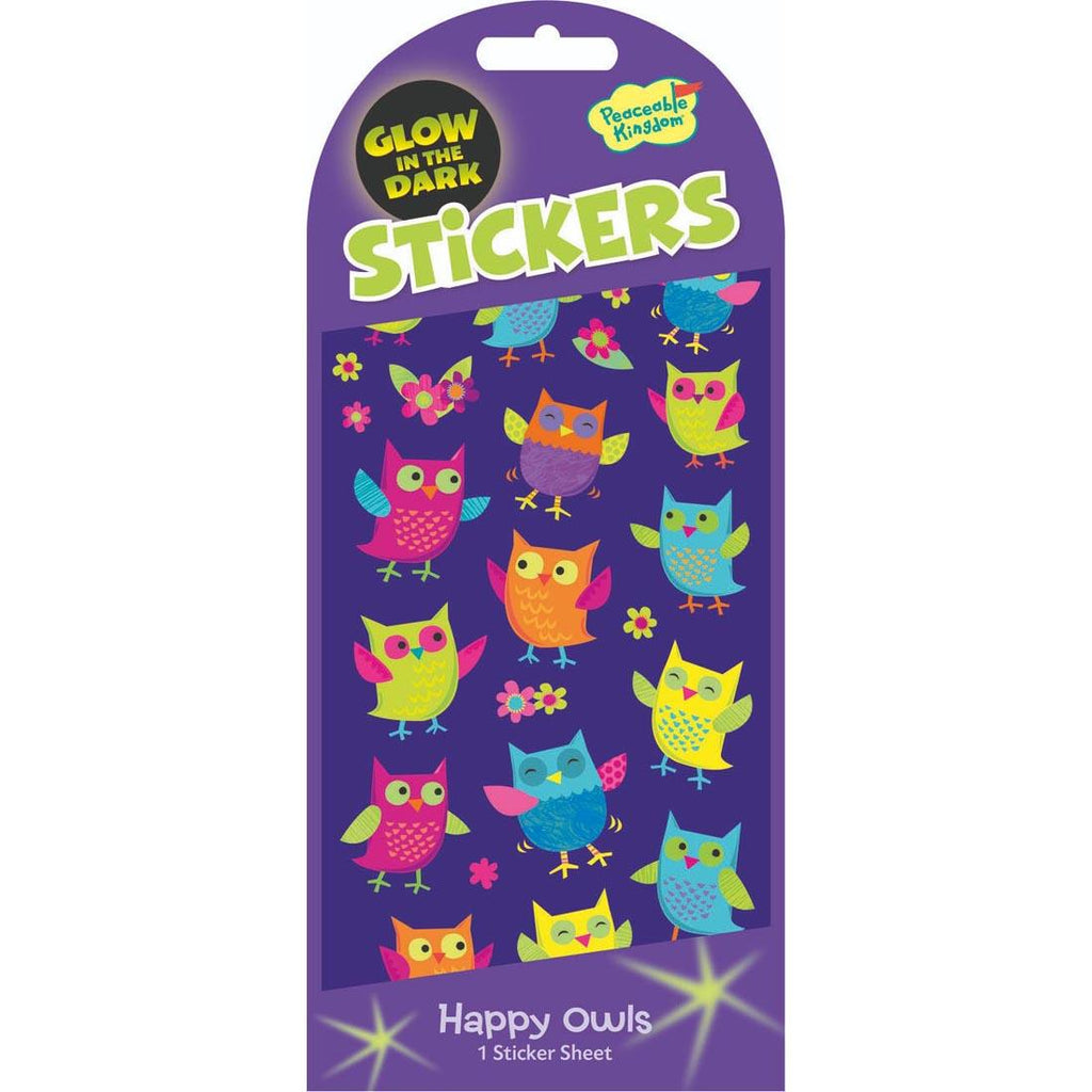 Peaceable Kingdom Stickers Glowing Happy Owls
